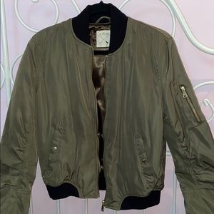 LA HEART OLIVE GREEN BOMBER JACKET